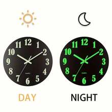 1 Simple Black Night Light Wall Clock, Retro Rural Tuscan Design - Silent Without Ticking, Wooden Frame, Japanese Quartz Movement, Very Suitable For Living Room, Bedroom, Kitchen, Office Decoration, Thanksgiving And Christmas Home Art Decoration (Battery Powered, AA Batteries Not Included) Room Decor Clock Wall Bedroom Decor Dormitory Decor Back To School - Multicolor - View 8