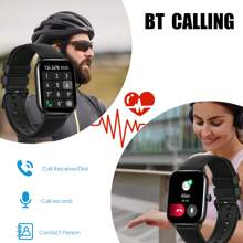 EIGIIS 1 Stück Unisex Smartwatch (Anrufe tätigen/annehmen), 1,9" HD voll berührungsempfindlicher quadratischer Bildschirm, robuste Sportuhr, kompatibel mit Android, 230 mAh wasserdichter Fitness-Tracker mit Schlafüberwachung und Schrittzähler