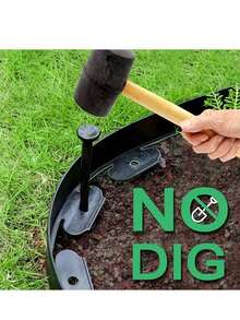 PE Material No-Dig Garden Edging Kit, 16.4 Ft Black Landscape Border, 2-Inch Height, Durable & Easy To Install, With 15 Anchoring Stakes, For Flower Beds, Tree Rings & Walkways - Multicolor - View 3