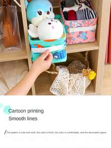 1pc (Random Style) Fabric Desk Storage Box, Office Supplies & Cosmetics Organizer - Multicolor - View 9