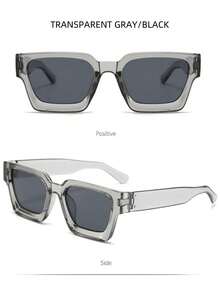 1 Pair Unisex Retro Square Fashion Glasses, Classic Black Plastic Frame, Versatile Style Suitable For All Face Shapes, Ideal For Couples To Gift Each Other For Summer Beach, Shopping, Commuting, Travel, Cycling, Driving, Stage Performance, Parties And Gatherings - Black - View 11