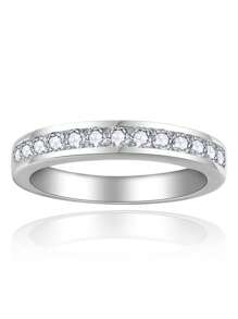 1pc Classic Eternity Wedding Band Ring With 2.0mm Moissanite, 925 Silver Plated 18K, Suitable For Daily Wear, Party, And Dates
