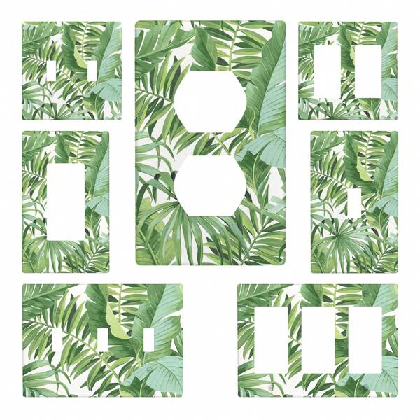 1 Pc Green Tropical Palm Leaves Switch Plates And Outlet Covers Wall Plate Cover Light Switch Cover Plate Unbreakable Polycarbonate Thermoplastic Decorative Switch And Socket Covers For Home Kitchen Decoration