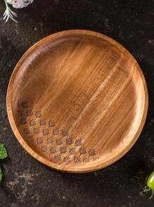 1pc Vintage Wooden Round Food Plate (20cm)
