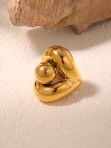 1pc Stainless Steel Mushroom Dome Ring, 18k Gold Plated, Non-Fading, Exaggerated Design Suitable For Finger Wear, Women Everyday/Party, Great Gift For Friends
