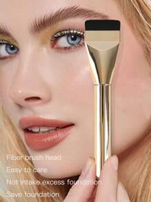 1pc New Ultra-Thin Straight Line Flat Top Foundation/Mask Brush, Makeup Artist Essential Tool, Invisible Seamless, Travel-Friendly