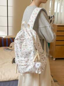 Cute Floral Print Backpack For Women & Girls - Stylish Casual Daypack With Comfortable Straps