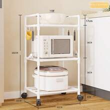 1pc Kitchen Microwave Oven Rack, Floor Standing Multi-Tier Storage Shelf, Bathroom Organizer Rack 9909