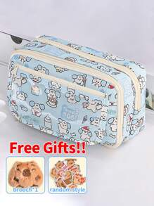 1 Peça Estojo de Lápis Grande de Estilo Novo 2025 com Capacidade, Bolsa de Papelaria Transparente com Tampa Flip Multi-Camadas, Pode Ser Usado para Armazenar Canetas, Borrachas, Réguas e Outras Papelarias, Bolsa de Papelaria à Prova de Poeira e Sujeira para Escrivaninha Escolar, Bolsa de Armazenamento de Cosméticos Multifuncional para Dormitório. Somente os acessórios mostrados abaixo da imagem principal estão incluídos. Volta às Aulas, Materiais Escolares, Estojo de Lápis, Mochila Escolar