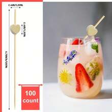 500pcs/200pcs/100pcs/50pcs/20pcs/10pcs Appetizer Toothpicks, Bamboo Cocktail Sticks, Heart-Shaped Food Skewers, Gold-Plated Cocktail Sticks, 12cm Fruit Picks, For Catering, Party, Wedding, Birthday, Graduation - Gold - View 2