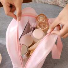 1 Piece Portable Travel Makeup Bag With Mesh Fabric Toiletry Bag Translucent Waterproof Storage Bag Portable Dry And Wet Separation Bag - Multicolor - View 6