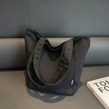 1pc Fashion Striped Canvas Beach Tote Bag For Women, 5.28-7.93gal Capacity, Waterproof Zipper Closure, Lightweight, Oil & Water Resistant, Easy To Clean, All-Weather Fabric, Versatile For Travel & Daily Use