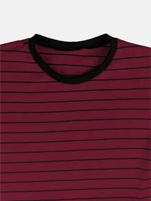 K&K FASHION SHEIN Ribbed Striped T-Shirt - Granate - Ver 4
