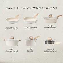 1 pezzo Set di pentole e padelle antiaderenti, set di pentole da cucina in granito bianco adatto per induzione, perfetto per campeggio, adatto al forno per cottura di frutti di mare