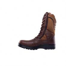 Bota Botín Para Hombre Con Casco de Acero Alta Táctica Militar Vigilante Policía Guardia Seguridad Trabajo Industrial Para Exteriores Cremallera Cierre Lateral Suela Antideslizantes Transpirables - Café - Ver 3