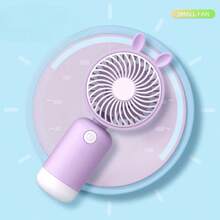 1PC draagbare cartoon USB mini-ventilator, mini oplaadbare draagbare cartoon konijnenorenventilator, kan worden gebruikt om af te koelen in de zomer