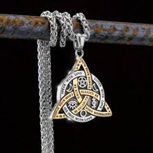 Collier pendentif avec nœud celtique de sorcière viking pour hommes, chaîne à runes, Odin gothique, acier inoxydable, amulette de protection, cadeaux de bijoux