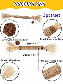 3PCS Silvervine Chew Sticks For Cats, Catnip Chew Sticks Cat Toys For Indoor Cat Kitten Teeth Grinding Interactive Feather Toys For Aggressive Chewers Dental Care/7pcs /Set