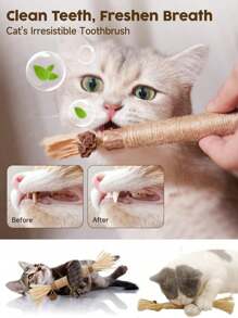 3PCS Silvervine Chew Sticks For Cats, Catnip Chew Sticks Cat Toys For Indoor Cat Kitten Teeth Grinding Interactive Feather Toys For Aggressive Chewers Dental Care/7pcs /Set