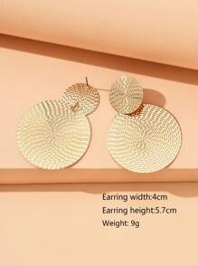1 Pair Exaggerated Golden Metal Polka Dot Hoop Earrings