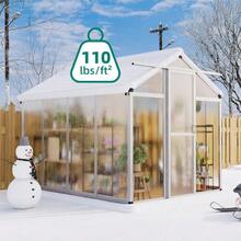 6x8 FT Greenhouse For Outdoors, Large Aluminum Greenhouses With Roof Vent, Polycarbonate Aluminum Greenhouse Heavy Duty, Walk-In Green Houses For Winter Garden, Backyard, Patio, Lawn, Easy Assembly - Silver - View 6