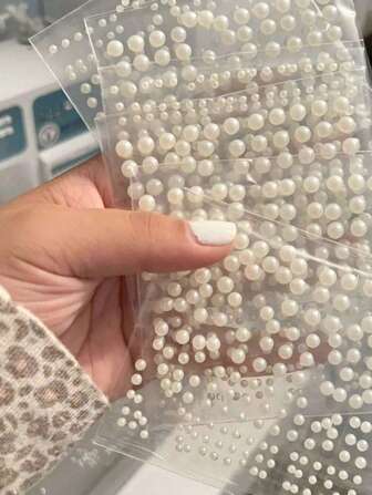 165/330pcs Self-Adhesive Faux Pearl Stickers - 3mm/4mm/5mm/6mm, 165pcs/Sheet, For Home Diy Crafts, Home Decoration, Beauty Nail Art,Make Up Accessory,Decor Christmas For Holiday Gift Giving