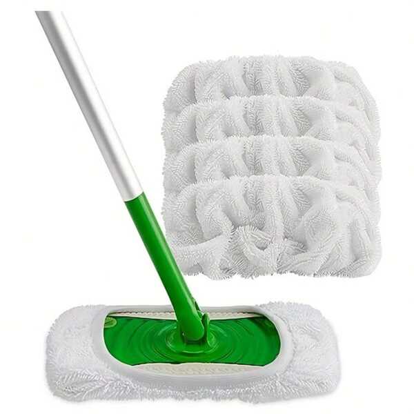 4-Piece Set Of Ultra-Fine Fiber Mop Pads - Washable, Reusable, Dry And Wet Floor Cleaning Cloth, Suitable For Home And Outdoor Use - Battery Free, Perfect For Living Rooms, Bathrooms, Cars, Terraces