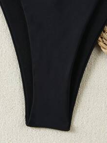 Hàng mới về, màu đen trơn, kiểu dáng thanh lịch, phong cách Âu Mỹ, bikini gợi cảm dành cho nữ, thích hợp cho kỳ nghỉ hè, đi biển. - màu đen - Xem 5