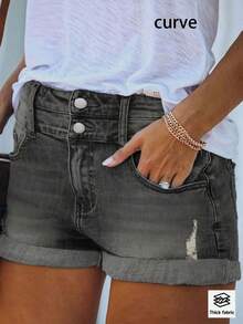 跨境新款欧美潮牌紧身大码两粒扣修身休闲显瘦热裤性感辣妹包臀超短裤 - 淺灰色 - 查看 3