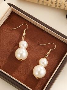 1 Pair Fashionable, Elegant, Simple Faux Pearl Pendant Earrings, Wedding Season Jewelry, Suitable For Women's Daily And Party Wear, Perfect Gift For Her