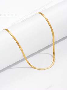 1pc Stainless Steel Simple Necklace, Suitable For Daily Wear - Yellow Gold - View 2