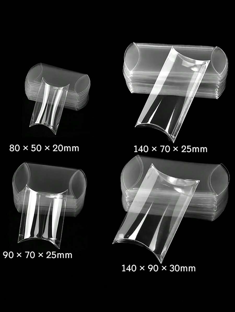 10 piezas de cajas de regalo en forma de almohada transparentes de PVC - Varios tamaños, ideales para bodas y duchas nupciales, celebraciones de graduación, fiestas de cumpleaños, artículos de envoltura de regalos