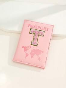 Capa Para Passaporte Com Letras De A A Z, Porta-Passaporte De Viagem Com Estampa De Mapa, Pasta Para Passaporte Rosa, Carteira Para Passaporte Para Viagens De Negócios