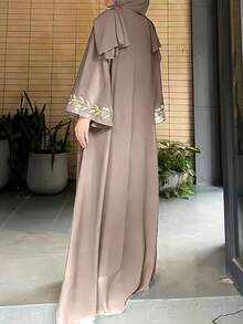 两件套时尚街头风，刺绣长袍+头巾