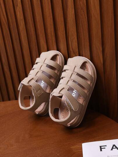 1 Pair Children's Sandals With PU Upper, Anti-Slip Outsole, And Hook And Loop Closure