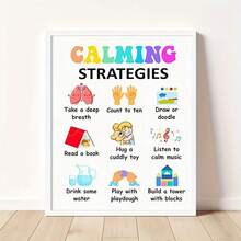 Mental Health Wall Art, Calm Strategies Health Clinic Inspirational Quotes School Wall Decor Hanging In Classroom Therapy Office, Frameless - Multicolor - View 2