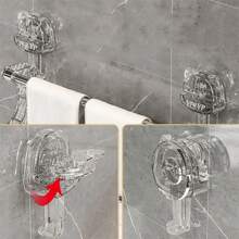 1 pieza Barra doble para toallas de baño de 40cm montada en la pared de acero inoxidable con ventosa, estantes ajustables para toallas para el hogar y el baño