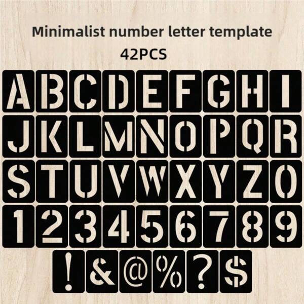 42pcs Thick Letter Symbol & Number Stencil Template, For Painting On Wood, Material, Wall, Fabric, Stone, Signs, Glass, DIY Arts & Crafts,Back To School,School Supplies