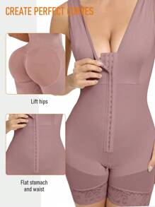 Body Shaping Wear, Waist Cincher, Tummy Control, Buttock Lifting, One-Piece Zipper & Button Closure Shapewear
