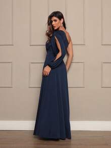 PAETE CLOTHING Long Terracotta Bridesmaid Wedding Guest Dress Light Summer - 藏蓝色 - 查看 2