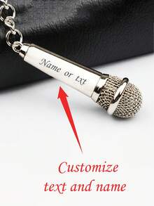 1pc Personalized Laser Engraved Microphone Keychain, Mini Realistic Microphone Actor Souvenir Performance Gift, Can Customize Exclusive Text As Gift For Family, Friends Or Lover, Suitable For Graduation, Valentine's Day, Anniversary, Mother's Day, Father's Day, Backpack Decor Pendant - Multicolor - View 9