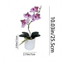 1pc Real Touch Artificial Butterfly Orchid With Vase - Ideal For Home Office Decor, Party Wedding Decoration And Room/Home Decor - Potted Plant