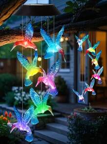 1pc Solar Wind Chime Light Bulb/Ball/Hummingbird, Polished Metal Finish, Energy-Saving With Nickel Battery, Easy Installation, Ideal For Bedroom, Wedding, Birthday, Party, Ramadan, Home & Garden Decor, Solar Wind Chimes Outdoor