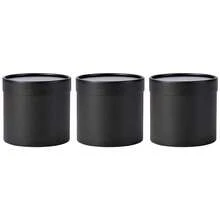 3PCS Luxury Flower Boxes With Lids Round Florist Present Packaging Cardboard Box For Flowers, Nested Floral Bouquet Favor Box - 黑色 - 查看 8