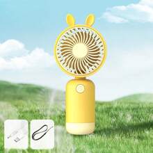 1PC draagbare cartoon USB mini-ventilator, mini oplaadbare draagbare cartoon konijnenorenventilator, kan worden gebruikt om af te koelen in de zomer
