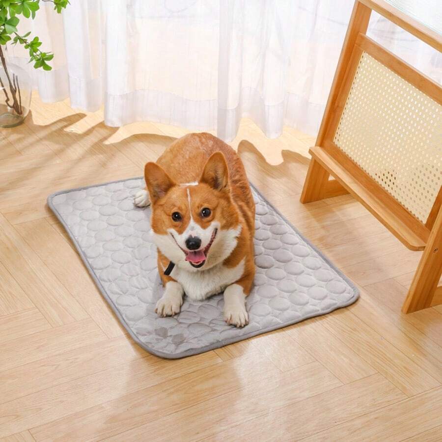 1 件装夏季轻薄凉感宠物垫,纯色缝边宠物垫,适合中小型猫狗,室内家用 - 彩色 - 查看 1