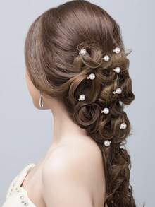 10个装仿珍珠发夹侧珠发夹编发夹女式仙女小巧精致发夹断发夹头饰，学习用品套装，发饰，爪夹，发卡 - 彩色 - 查看 4