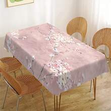 1pc Delicate Cherry Blossom Pattern Tablecloth - Essential For Home Decor, Suitable For Picnic, Camping, Wedding, Birthday Party, Restaurant - Durable Tablecloth For Home And Holiday Decor - Black - View 9