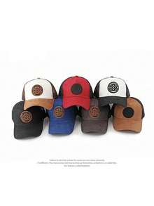 1pc Fashionable Suede Men Hip Hop Cap, Adjustable Unisex Lovers Baseball Cap Snapback Hat For Spring, Autumn Outdoor Travel, Beach Party, Casual, Street Wear. Gradient Letter Design, Polyester Mesh Patchwork, Embroidery Decor,Summer,Holiday,Festival - A - View 1