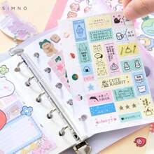 Xinmo Shuangpin M5 Sticker Book, New Highly Attractive Cute Cartoon Ins Style Notebook Decoration Material Sticker Book, Can Write Sticky Notes, Suitable For Girls DIY Graffiti Painting Educational Toy Sticker Book, School Supplies,Back To School